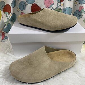 The Row Tan Suede Flats